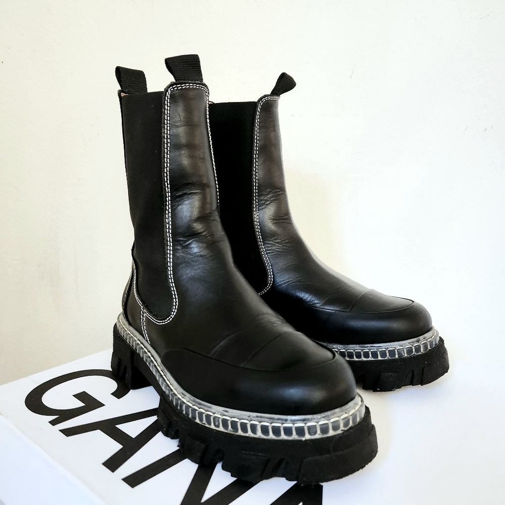 GANNI Cleated Mid Chelse Boots